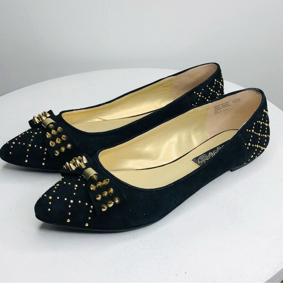 Naughty Monkey black and gold metal spike Flats SZ 9.5. RR1 - Picture 5 of 9